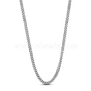 SHEGRACE 925 Sterling Silver Curb Chain Necklaces, with Spring Ring Clasps, Platinum, 5.74 inch(40cm), 2mm(JN987A)