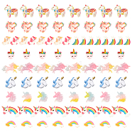 Opaque Resin Cabochons, Unicorn & Unicorn with Rainbow & Stars Rainbow & Rainbow, Mixed Color, 80pcs/set(CRES-SC0001-67)
