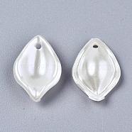 ABS Plastic Imitation Pearl Pendants, Petal, Creamy White, 19x13.5x5mm, Hole: 1.5mm(OACR-S020-11)