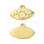 304 Stainless Steel Pendant  Cabochon Settings, Eye, Real 14K Gold Plated, Tray: 3.7mm, 11x17.5x1.5mm, Hole: 1.4mm(STAS-L269-021G)
