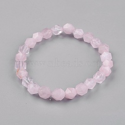 Natural Rose Quartz Stretch Bracelets, Faceted Polygon, 2-1/8 inch(5.5cm)(BJEW-JB03950-03)