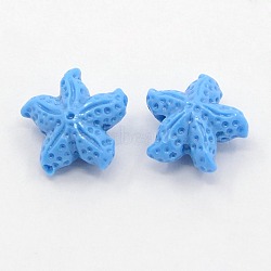 Synthetic Coral Beads, The Ocean Undersea World Series, Starfish, Dyed, Cornflower Blue, 11x6mm, Hole: 1mm(X-CORA-A003-DS03)