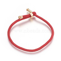 Cotton Cord Bracelets, Red String Bracelets, with Brass Finding, Long-Lasting Plated, Red, Real 24K Gold Plated, 8-1/2 inch(21.5cm)~9 inch(23cm)(BJEW-F360-B01)