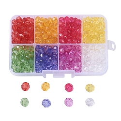 Transparent Acrylic Beads, Faceted, Round, Mixed Color, 6mm, Hole: 1.5mm, 552pcs/box(TACR-X0001-04-6mm)