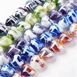 Handmade Lampwork Beads, Mother's Day Jewelry Making, Heart, Colorful, 20x20mm, Hole: 2mm(LAMP-X083-M)
