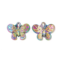 Ion Plating(IP) 304 Stainless Steel Pendant Rhinestone Settings, Butterfly, Rainbow Color, Fit for 1.2mm Rhinestone, 17x21x3mm, Hole: 3.5x1.5mm(STAS-L268-011MC)
