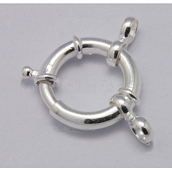 925 Sterling Silver Large Spring Rings Clasps, Silver, 12mm(STER-A007-13B)