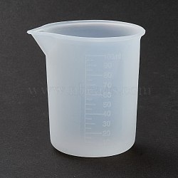 Silicone Measuring Cup, DIY Epoxy Craft Mold Tools, White, 6.7x5.6x6.9cm, Capacity: 100ml(3.38fl. oz)(X-DIY-P059-03A)