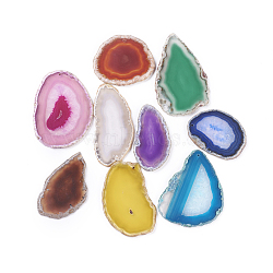 Natural Agate Pendants, Agate Slices, Dyed & Heatsd, Nuggets, Mixed Color, 48~105x39~68x4~7mm, Hole: 2~2.5mm, about 25pcs/1000g(G-F646-02)
