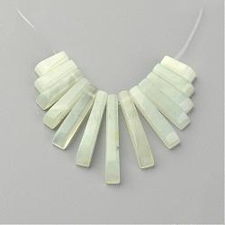 Natural New Jade Bead Strands, Graduated Fan Pendants, Focal Beads, Rectangle, 11~31x4~6x3~5mm, Hole: 1mm, about 13pcs/strand(G-Q481-69A)