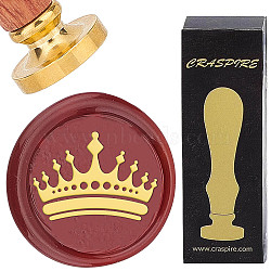 Brass Wax Seal Stamps with Rosewood Handle, for DIY Scrapbooking, Crown Pattern, 25mm(AJEW-WH0412-0054)