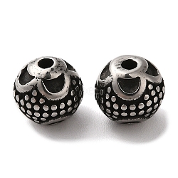 304 Stainless Steel Beads, Round, Antique Silver, 8mm, Hole: 1.6mm(STAS-A080-42AS)