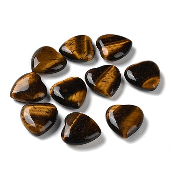 Natural Tiger Eye Heart Palm Stones, Crystal Pocket Stone for Reiki Balancing Meditation Home Decoration, 20.5x20x7mm