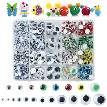 20 Styles Wiggle Googly Eyes Cabochons DIY Scrapbooking Crafts Toy Accessories, Mixed Color, 4~20x2~5.5mm