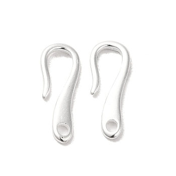 Brass Earring Hooks, 925 Sterling Silver Plated, 15.5x5.5x1mm, Hole: 1.5mm, Pin: 1mm