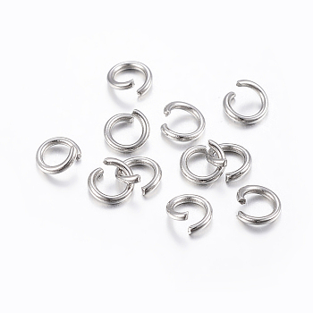 304 Stainless Steel Open Jump Rings, Stainless Steel Color, 9x1mm, 18 Gauge, about 333pcs/50g