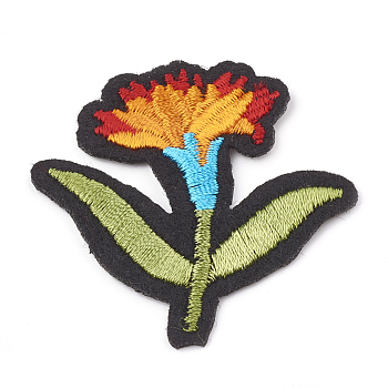 Computerized Embroidery Cloth Iron On/Sew On Patches, Costume Accessories, Appliques, Flower, Colorful, 44x46x1.5mm
