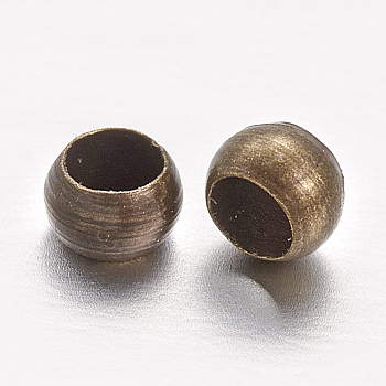Rondelle Brass Crimp Beads, Antique Bronze, 2.5x1.5mm, Hole: 1mm, about 1000pcs/20g