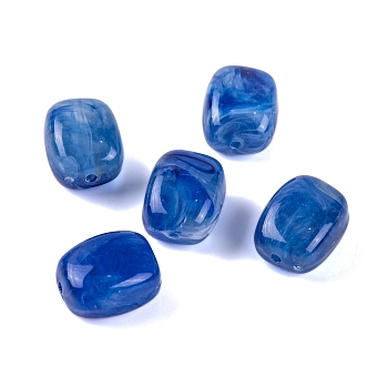 Acrylic Bead, Imitation Jade, Rectangle, Medium Blue, 13x11x8mm, Hole: 1.5mm. 510pcs/500g
