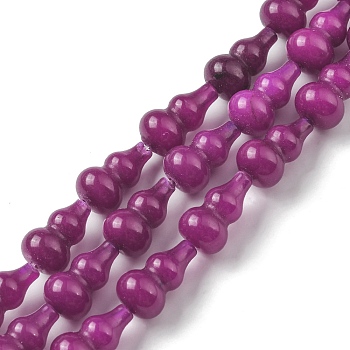 Natural Agate Beads Strands, Dyed, Gourd, Medium Violet Red, 17.5~18.5x9.5~10mm, Hole: 1.2mm, about 23~24pcs/strand, 16.14~16.34 inch(41~41.5cm)