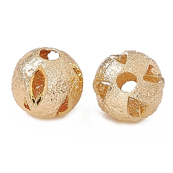 Rack Plating Brass Beads, Long-Lasting Plated, Hollow, Round, Real 14K Gold Plated, 6x5.5mm, Hole: 1.6mm