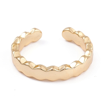 Brass Cuff Rings, Open Rings, Long-Lasting Plated, Real 18K Gold Plated, 4mm, Inner Diameter: 17.5mm
