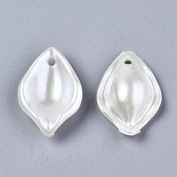 ABS Plastic Imitation Pearl Pendants, Petal, Creamy White, 19x13.5x5mm, Hole: 1.5mm