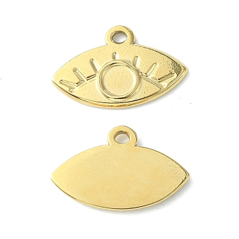 304 Stainless Steel Pendant  Cabochon Settings, Eye, Real 14K Gold Plated, Tray: 3.7mm, 11x17.5x1.5mm, Hole: 1.4mm