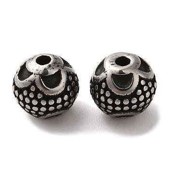 304 Stainless Steel Beads, Round, Antique Silver, 8mm, Hole: 1.6mm