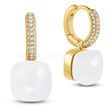 White Square Cubic Zirconia Earrings