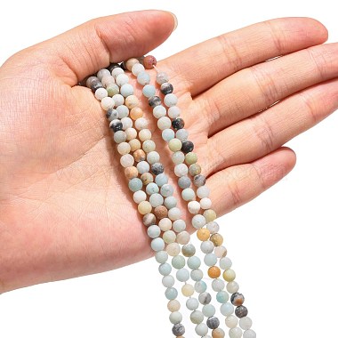 Brins de perles d'amazonite de fleurs naturelles(G-G692-01F-4mm)-4