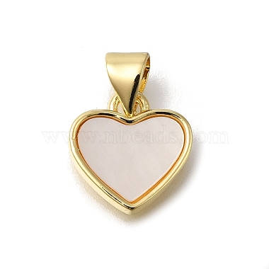 Real 16K Gold Plated Clear Heart Brass+Cubic Zirconia+Shell Pendants