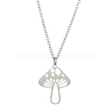 201 Stainless Steel Mushroom Pendants Necklaces(NJEW-JN04562-02)-2