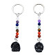 Porte-clés pendentif tête de mort en obsidienne noire naturelle(G-N341-01C)-1