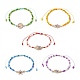 Bracelet en alliage d'émail et de perles tressées avec graines de verre et mauvais œil(BJEW-JB09248)-1