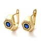 Real 18K Gold Plated Brass with Cubic Zirconia Hexagon Hoop Earrings(KK-Z033-30B)-1