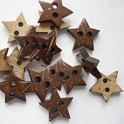 Lovely Stars 2-hole Basic Sewing Button, Coconut Button, Camel, 15mm in diameter(NNA0Z19)