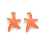Rack Plating Alloy Pendants, with Enamel, Cadmium Free & Lead Free, Starfish, Light Gold, Blue, 17x11.5x3mm, Hole: 1.8mm(PALLOY-S132-236B-RS)