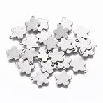 Non-Tarnish 201 Stainless Steel Charms, Flower, Stainless Steel Color, 13.5x12x1mm, Hole: 1.2mm(X-STAS-L234-097P)