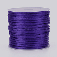 Nylon Cord, Satin Rattail Cord, for Beading Jewelry Making, Chinese Knotting, Mauve, 1.5mm, about 16.4 yards(15m)/roll(NWIR-L006-1.5mm-08)