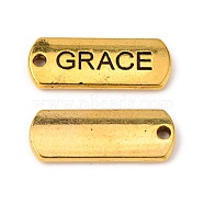 Tibetan Style Alloy Rectangle Pendants, with Word Grace, Cadmium Free & Lead Free, Antique Golden, 8x21x2mm, Hole: 2mm, about 532pcs/1000g(TIBEP-Q043-053AG-RS)