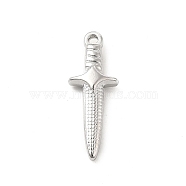 Non-Tarnish 304 Stainless Steel Pendants, Sword Charm, Stainless Steel Color, 24.5x9x4mm, Hole: 1.5mm(STAS-B032-28P)