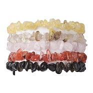 12 Constellation Natural Mixed Gemstone Chip Beaded Stretch Bracelets Sets for Women Men, Cancer, Inner Diameter: 2-1/8 inch(5.5cm), 4pcs/set(BJEW-JB10264-06)