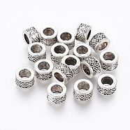 Tibetan Style Alloy European Beads, Large Hole Beads, Lead Free & Cadmium Free, Column, Antique Silver, 8x5mm, Hole: 4.5mm(LF8485Y)