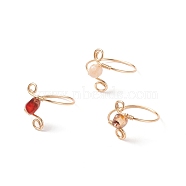 Natural Red Agate Braided Finger Ring, Light Gold Plated Copper Wire Wrap Jewelry for Women, Mixed Color, US Size 9(18.9mm)(RJEW-JR00490)