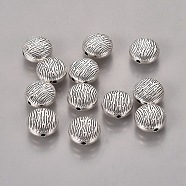 Flat Round Tibetan Style Alloy Beads, Cadmium Free & Nickel Free & Lead Free, Antique Silver, 10x5mm, Hole: 1mm(X-TIBEB-2532-AS-FF)