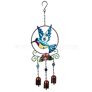 Glass Wind Chime, Art Pendant Decoration, with Iron Findings, for Garden, Window Decoration, Bird, 500x170mm(PW23050382164)