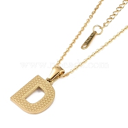 Ion Plating(IP) Initial Letter 304 Stainless Steel Pendant Necklaces, Real 18K Gold Plated, Letter D, 15.87 inch(40.3cm), Pendant: about 17x12.5mm(NJEW-M199-01G-D)