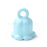 Spray Painted Alloy Charms, Lily of the Valley Charm, Sky Blue, 9x7.5mm, Hole: 1.6mm(FIND-C021-01C)