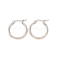 Non-Tarnish 304 Stainless Steel Hoop Earrings for Women, Ring, Stainless Steel Color, 25x20x2mm, Pin: 13x1mm(EJEW-F339-02P-01)